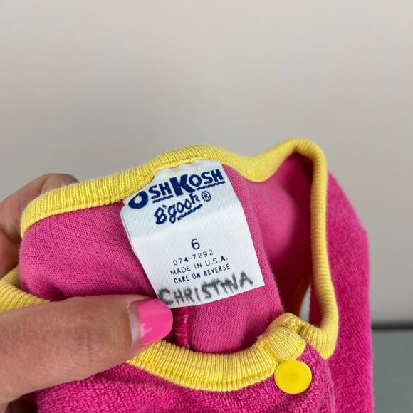 Vintage OshKosh B'gosh Pink Terry Butterfly Romper 6 USA - Picture 4 of 6